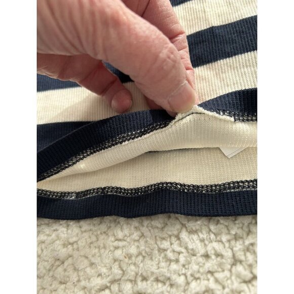 Madewell Crop Turtleneck Sweater Stripe Nautical Classic Navy/Cream Sz XXS - Picture 11 of 15